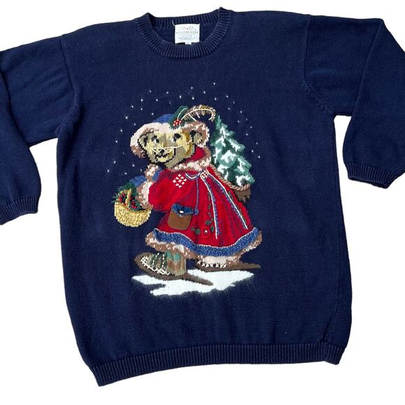 Susan Bristol 1994 Winter Holiday Teddy Bear Sweater Sz L - Picture 2 of 5